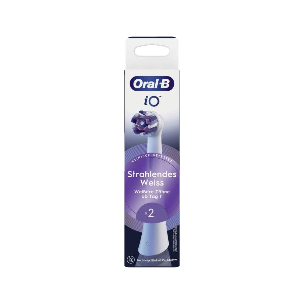 Verpackung für Oral-B iO Aufsteckbürsten, „Strahlendes Weiß“, 2 Stück.