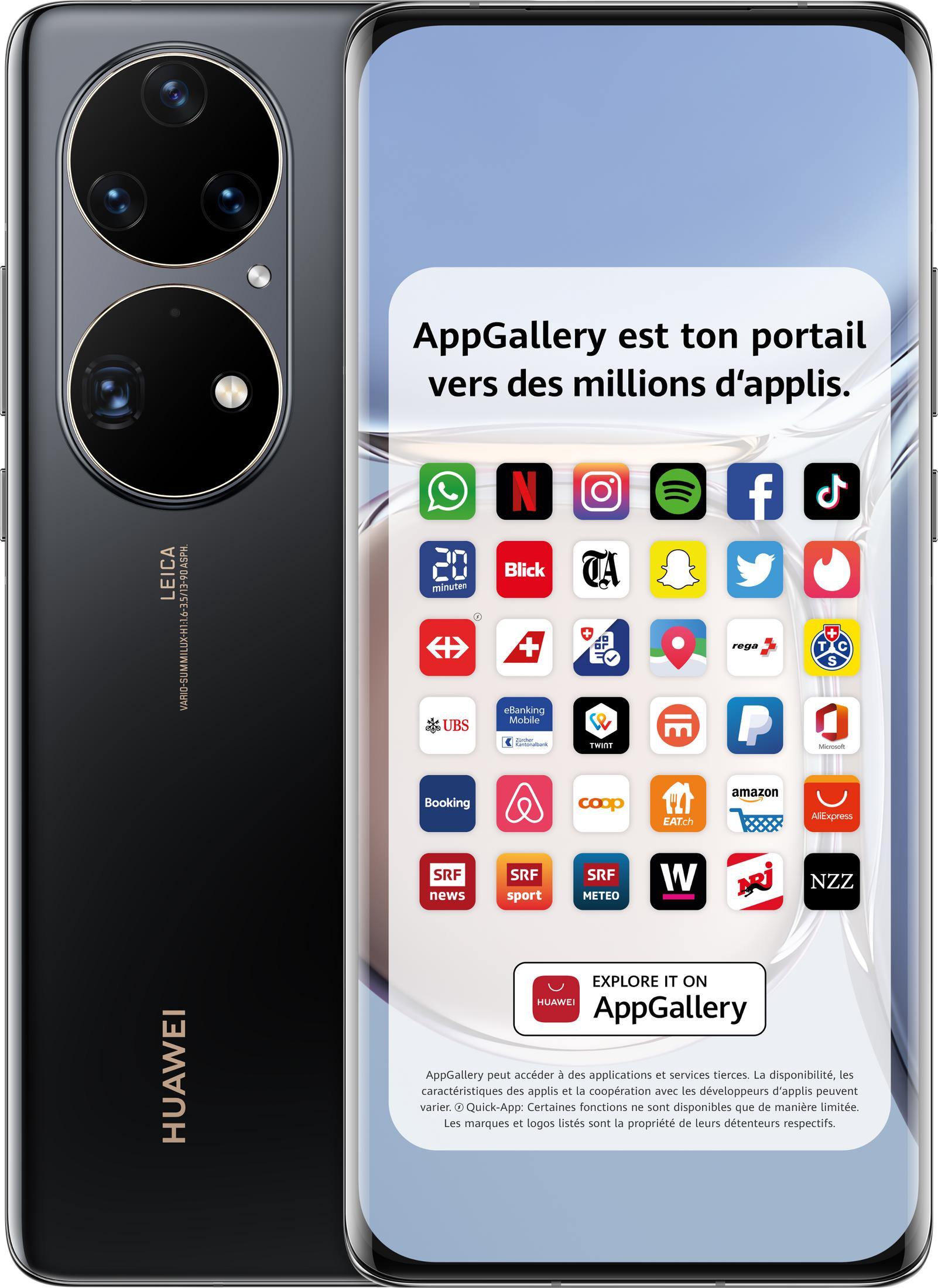Ein schwarzes Huawei Smartphone mit App-Icons auf dem Bildschirm.