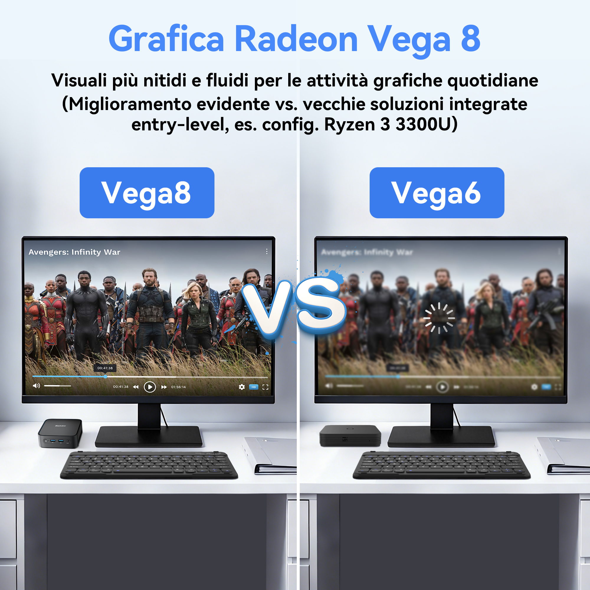 Confronto tra Radeon Vega 8 e Vega 6 con 