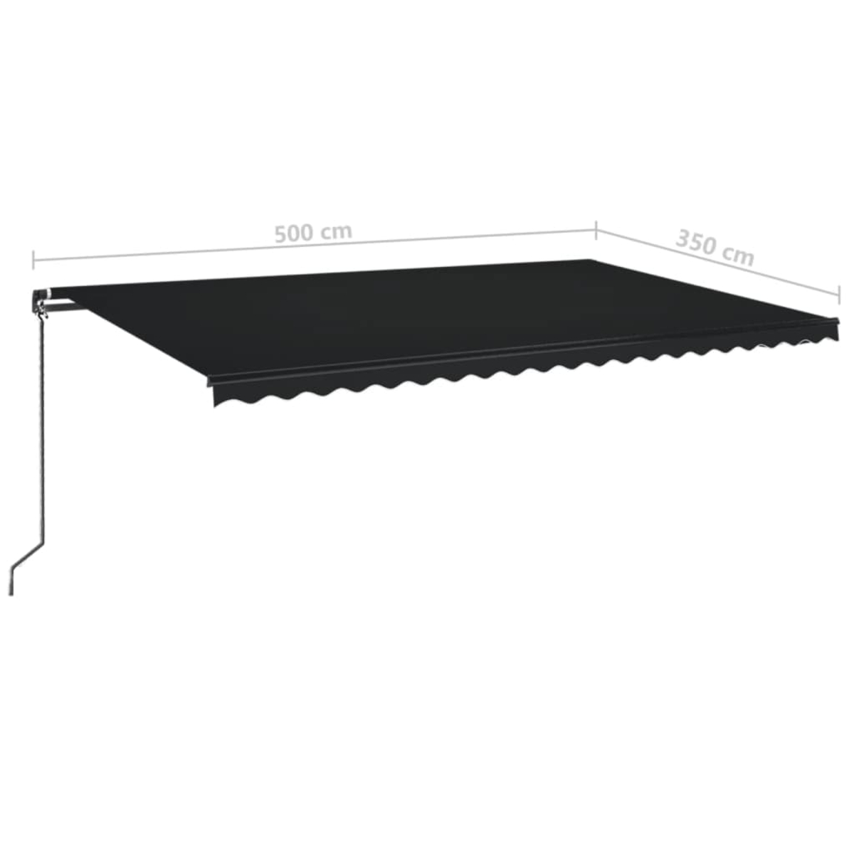 Schwarzer Markisenstoff mit Wellensaum, 500x350 cm.
