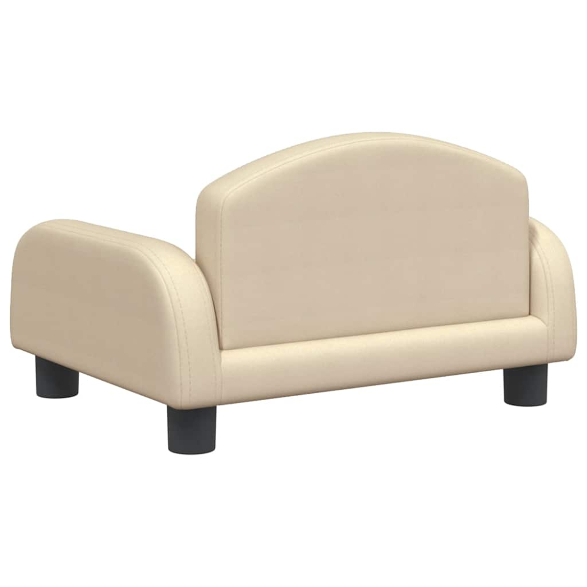 Ein beiger Kindersofa mit dunklen Beinen.