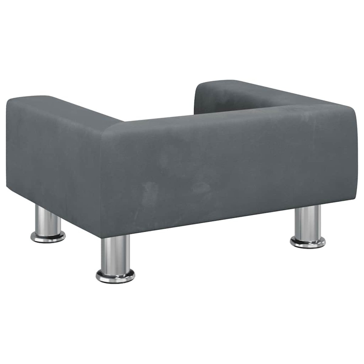 Grauer Hocker mit vier Metallbeinen, moderner Stil.