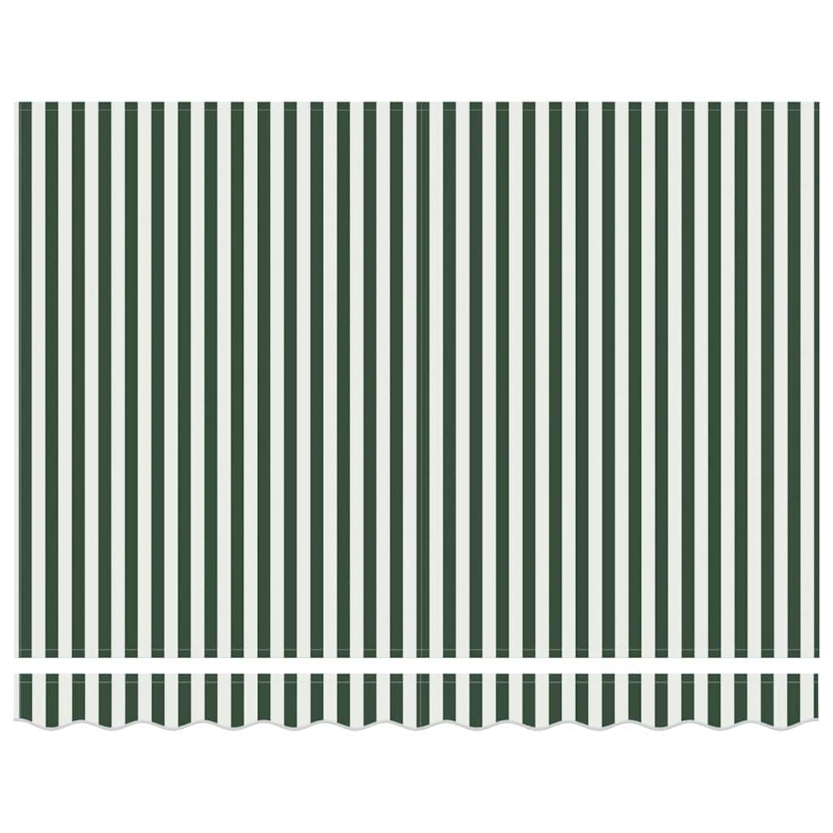 Strisce verticali verde scuro e bianche con orlo smerlato.