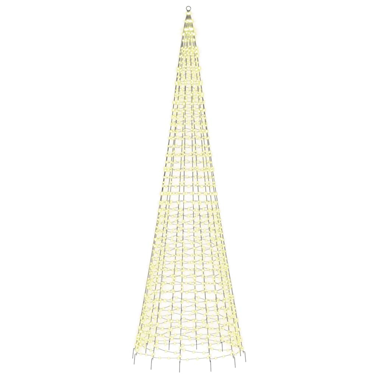 Eine konische Lichterkette aus gelben Lichtern auf weißem Hintergrund.