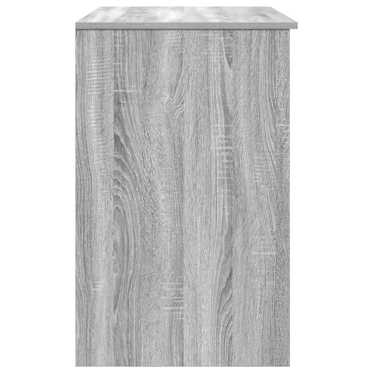 Grauer Holzschrank mit Marmorplatte. Detailansicht.
