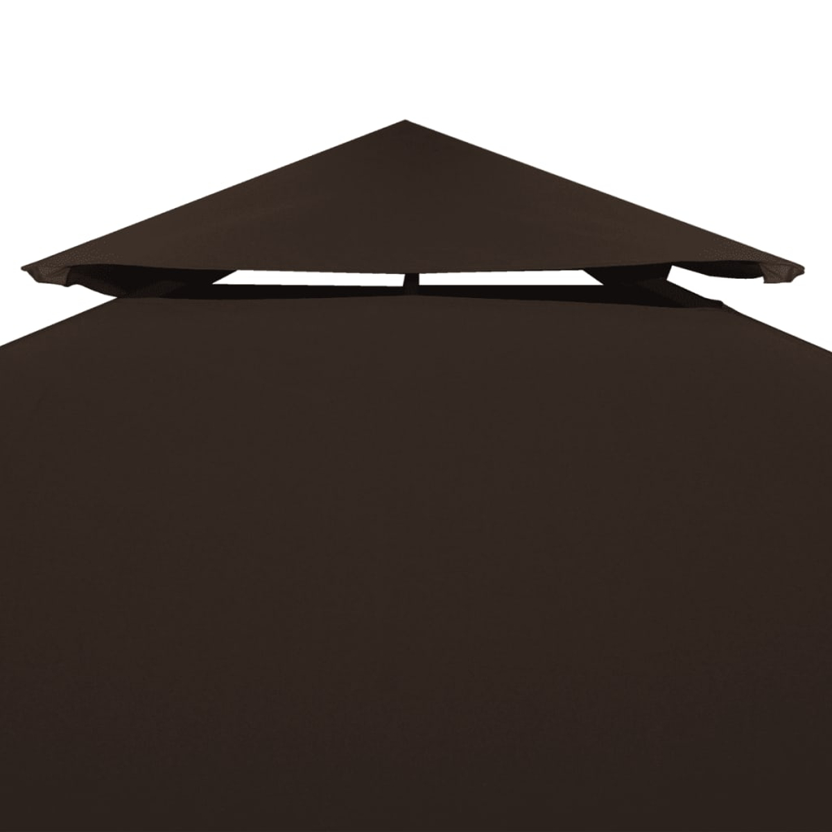 Tetto gazebo marrone scuro con doppio strato di ventilazione.