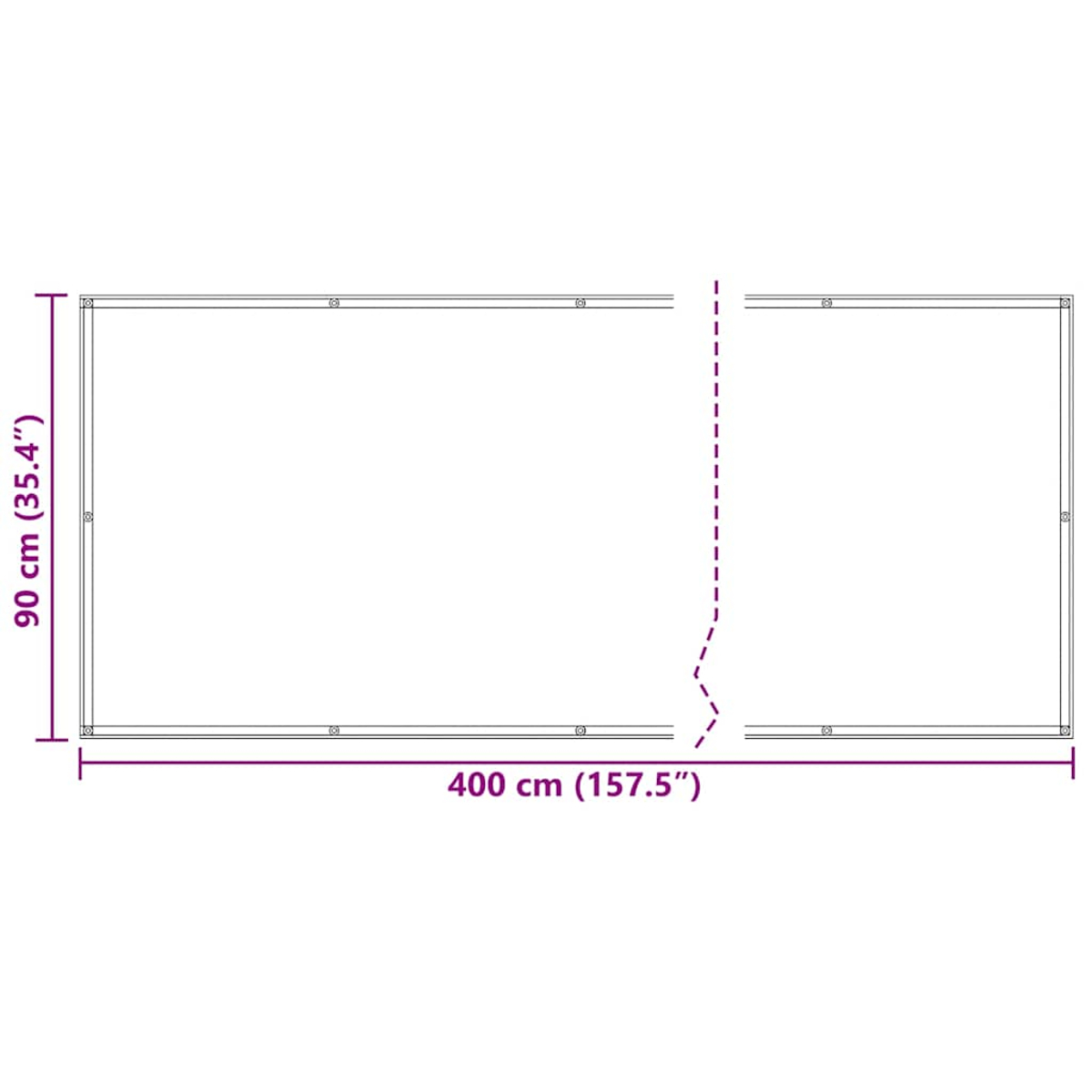 Schematische Darstellung eines rechteckigen Rahmens mit Maßangaben: 400 cm Breite, 90 cm Höhe.