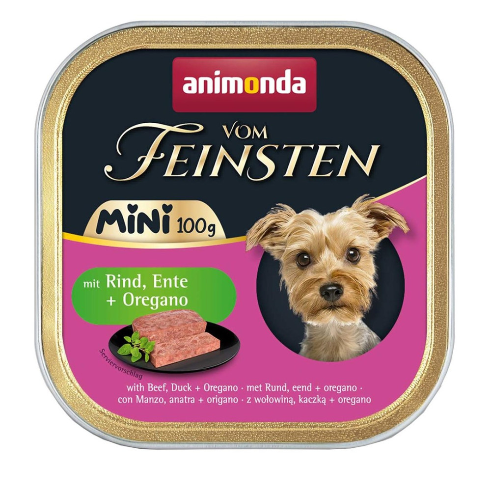 Karma dla psów Animonda Feinsten Mini z wołowiną, kaczką i oregano.