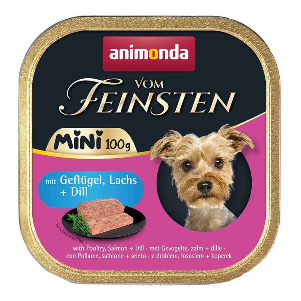 Puszka karmy dla psa Animonda, Mini, 100g, z drobiem, łososiem i koprem.