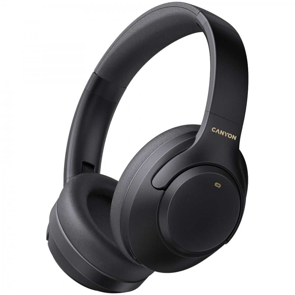 Cuffie nere con logo CANYON dorato sull'archetto.