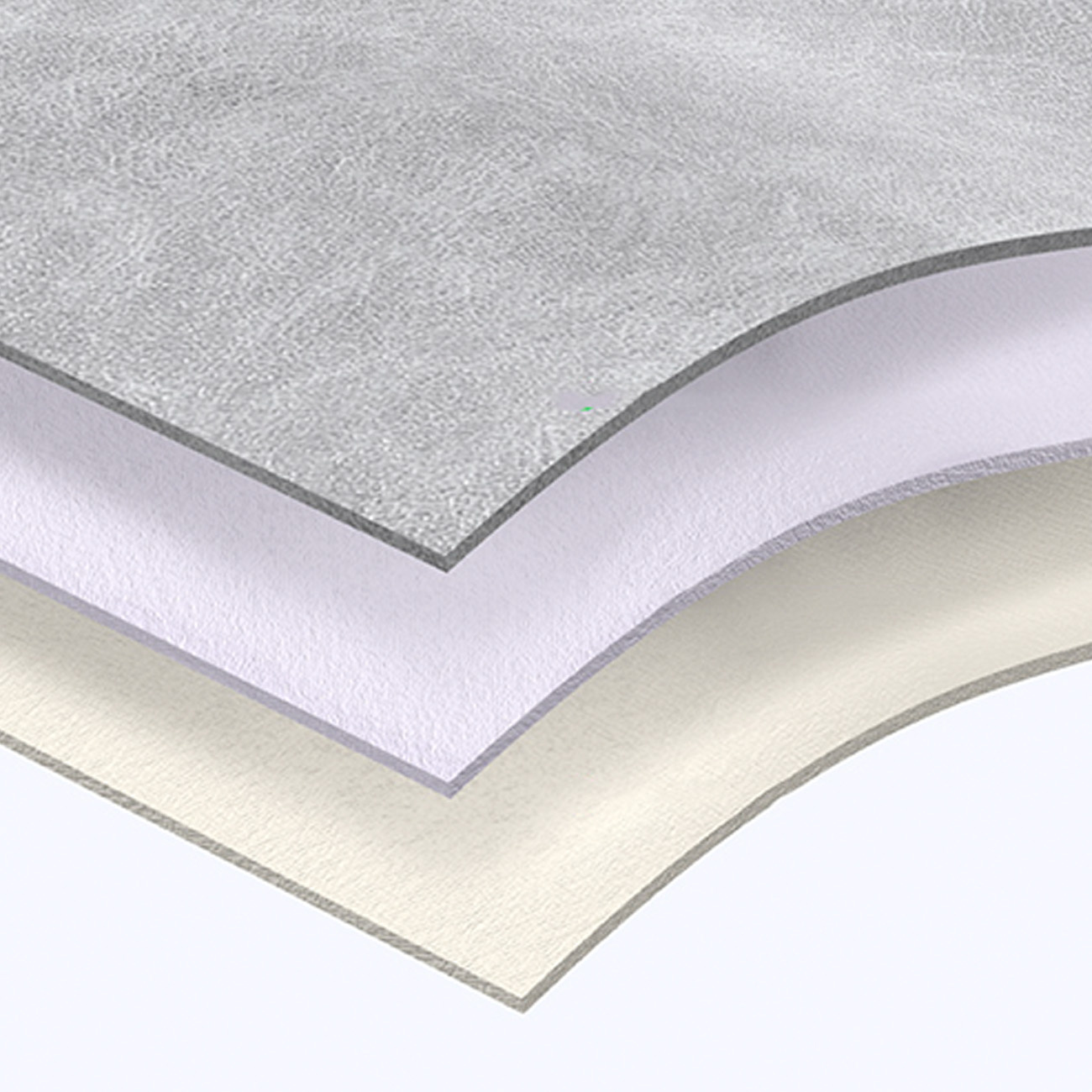 Szare i beżowe warstwy tkaniny o różnych fakturach.