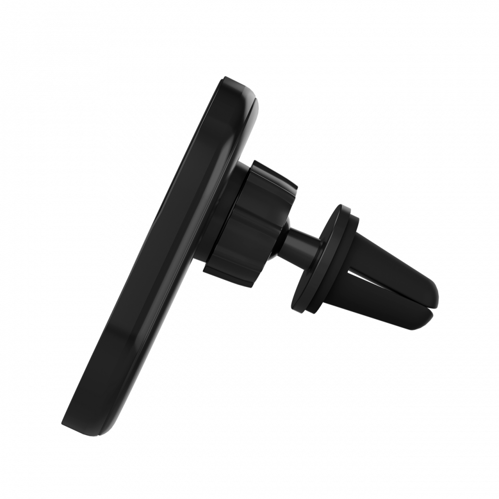 Czarny uchwyt na telefon do nawiewu samochodu z przegubem kulowym.