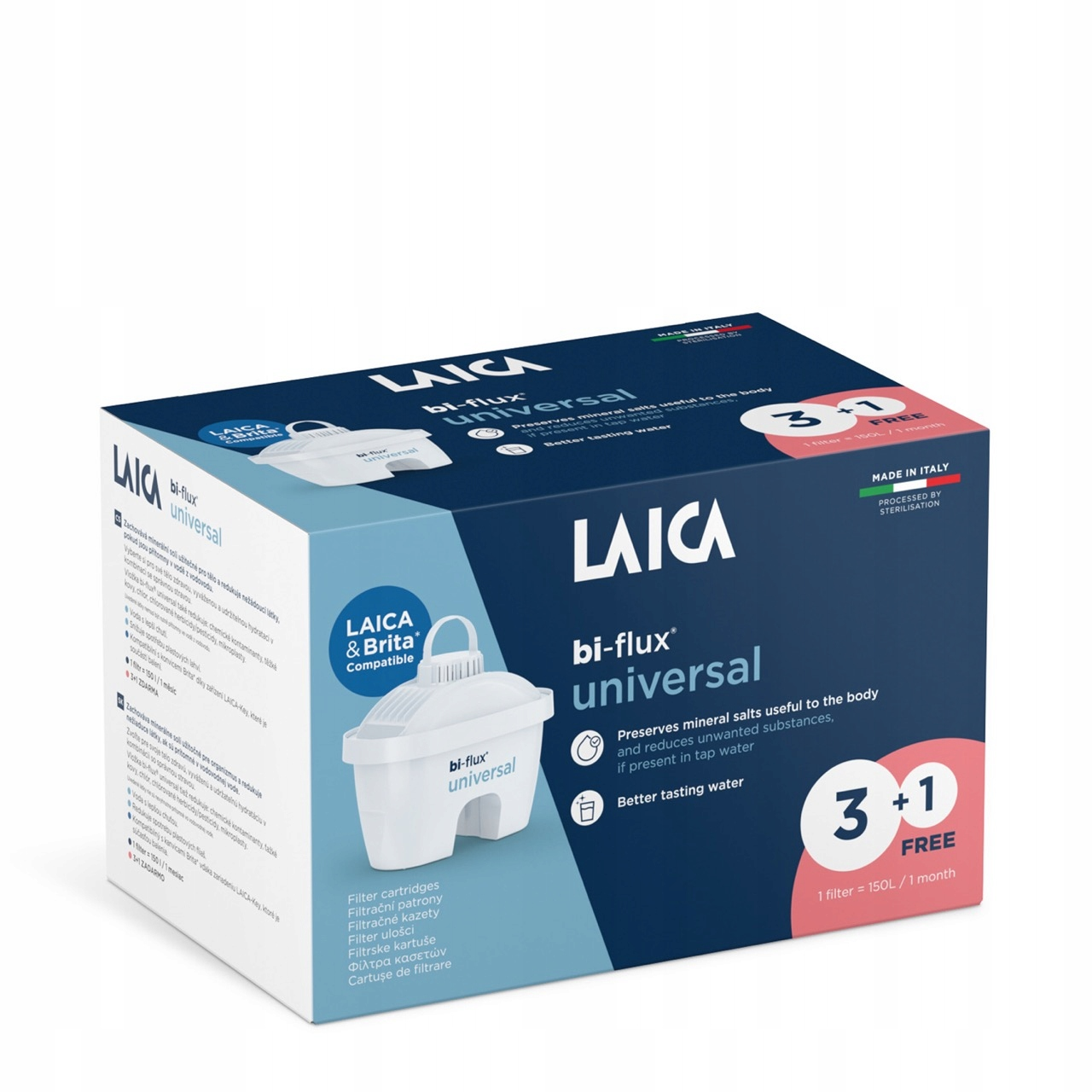 Opakowanie filtrów do wody LAICA Bi-Flux Universal, 3+1 gratis.