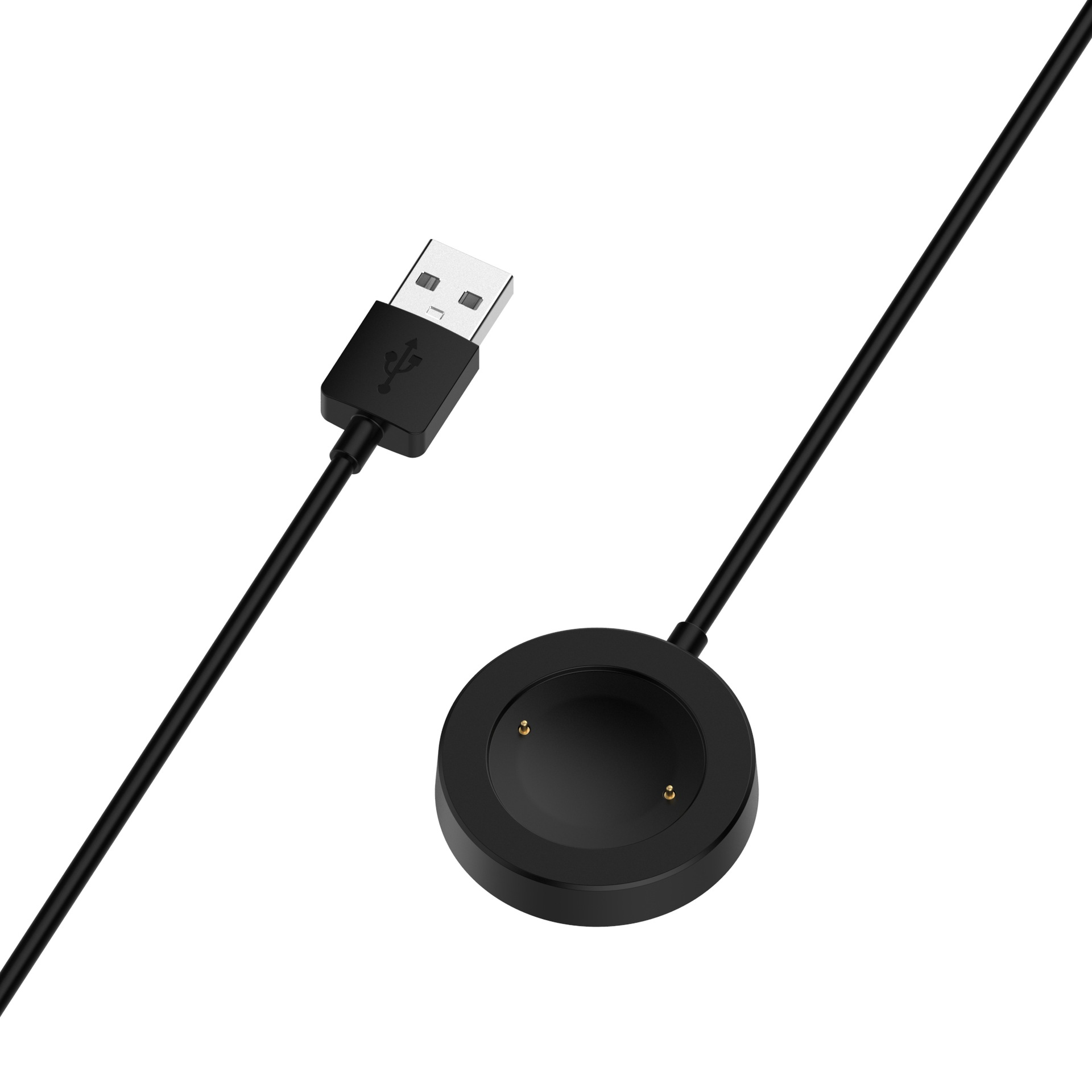Schwarzes USB-Kabel mit Ladestation für Smartwatches.