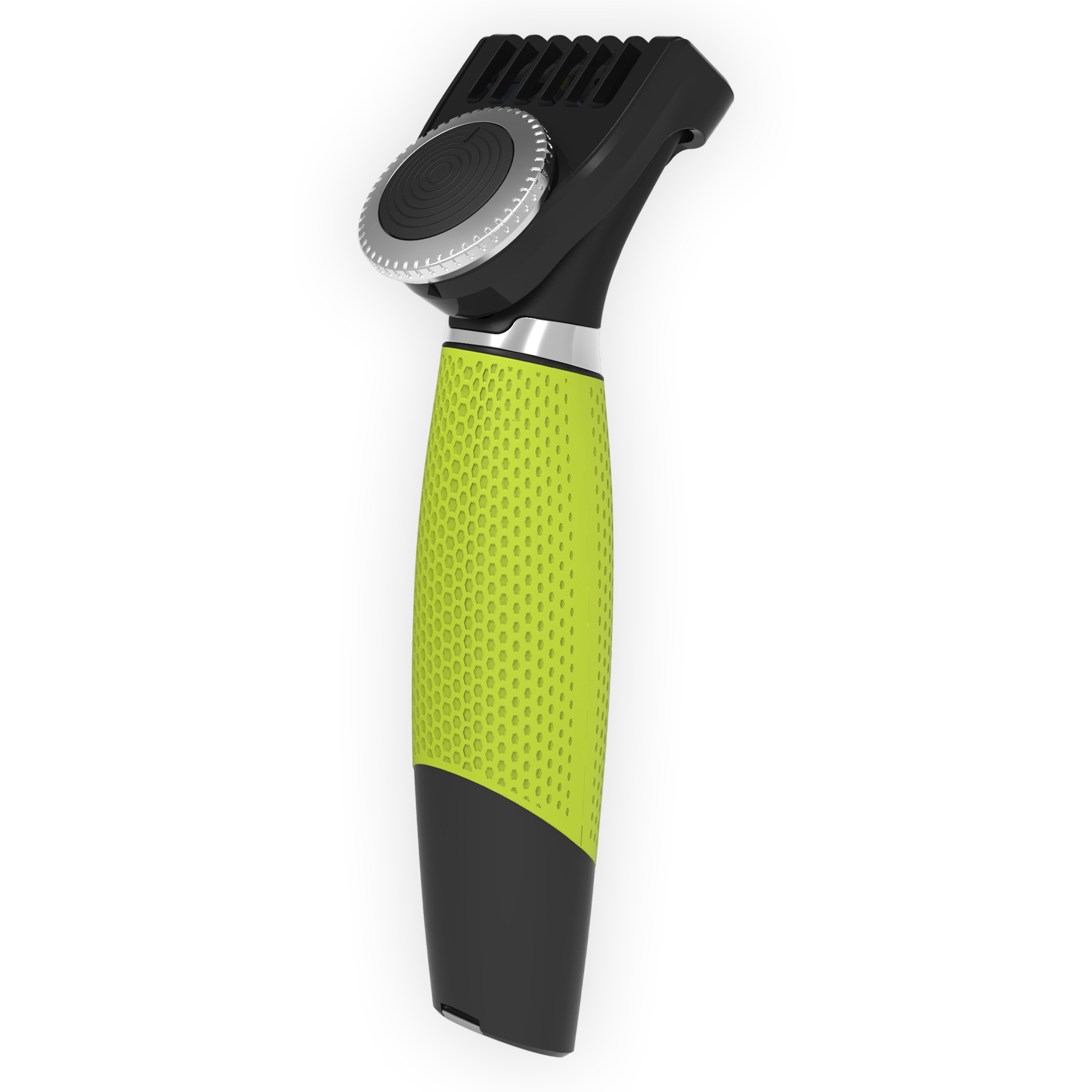 Trymer elektryczny z żółtym uchwytem i czarną głowicą.