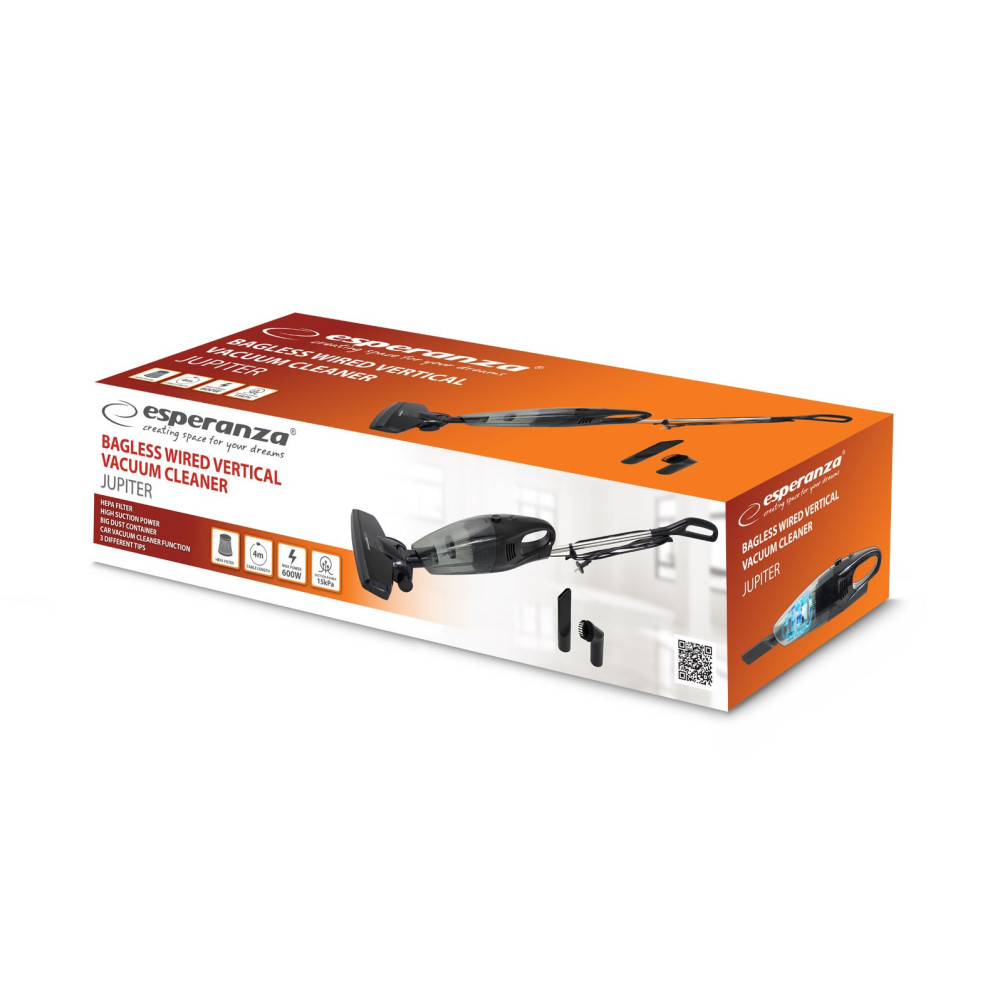 Pudełko odkurzacza Esperanza z obrazami produktu i specyfikacjami.
