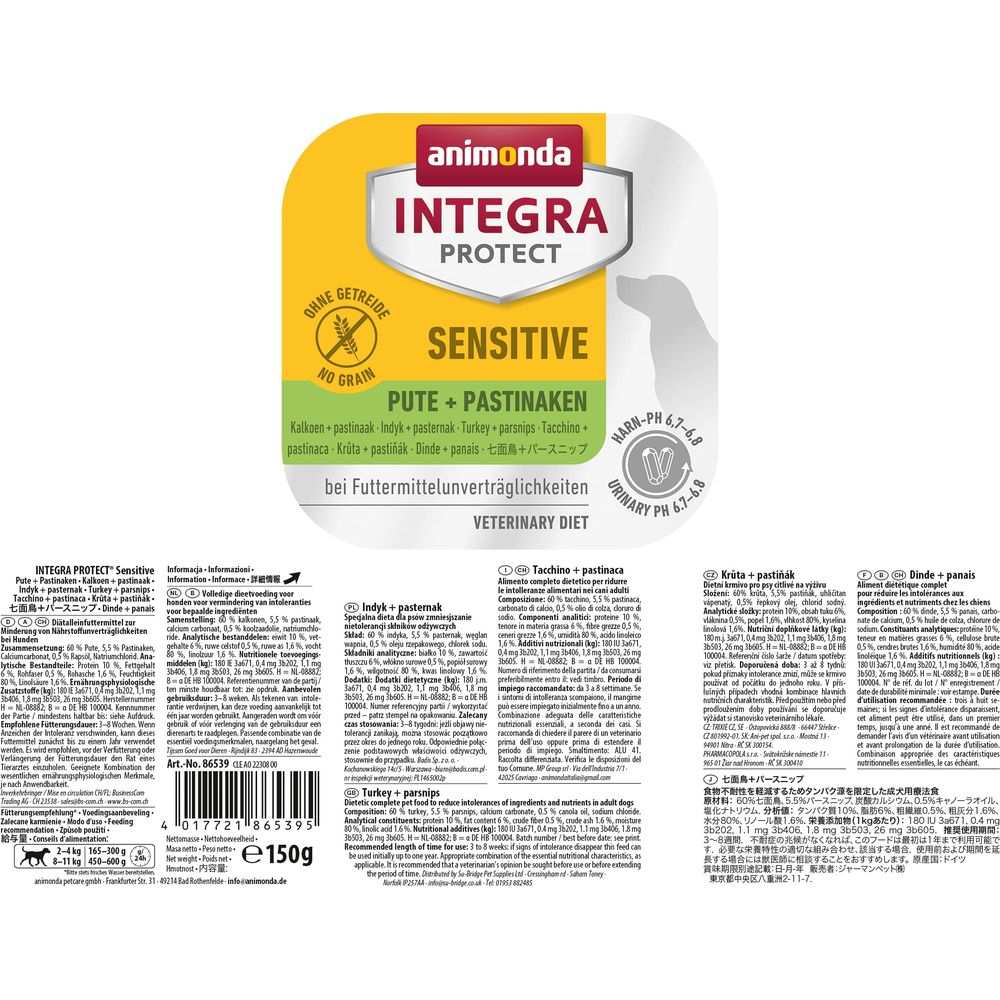 Animonda Integra Protect Sensitive: Hundefutter ohne Getreide, mit Pute & Pastinaken.