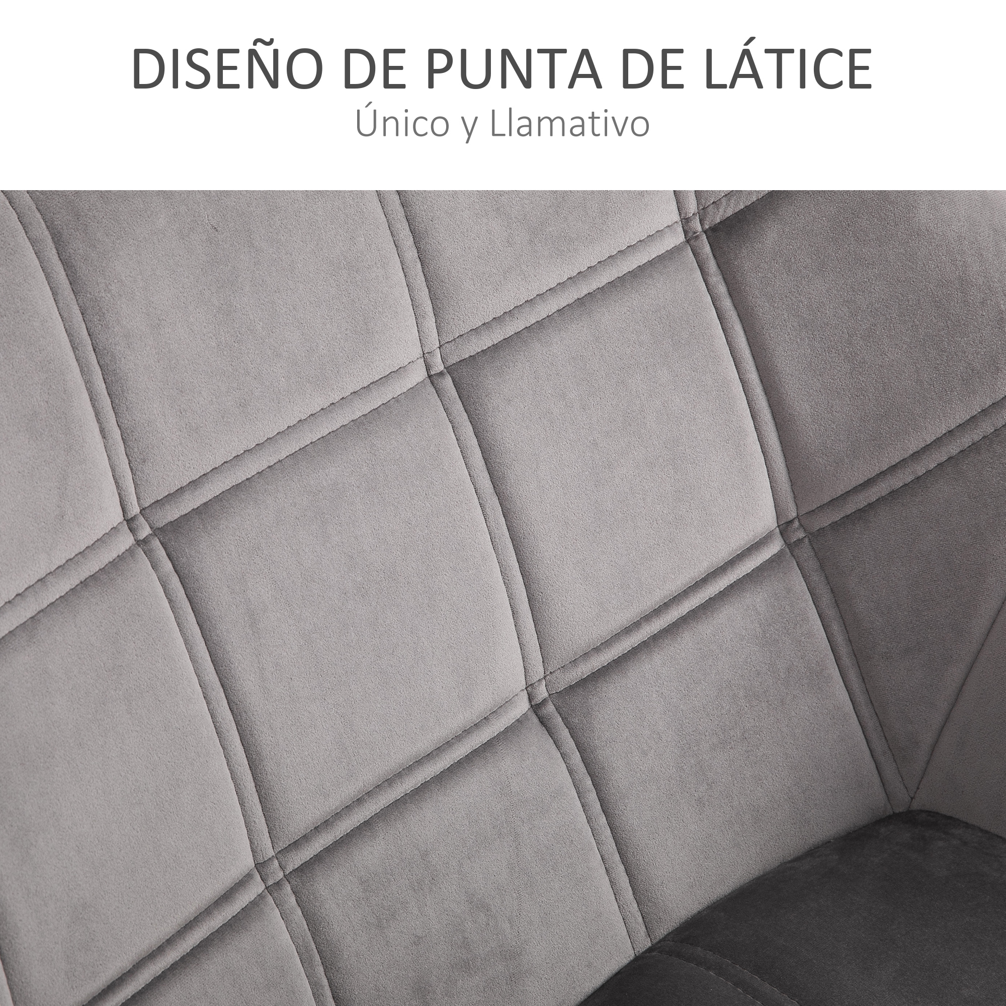 Tela gris con acolchado de diamantes, un detalle de mueble.