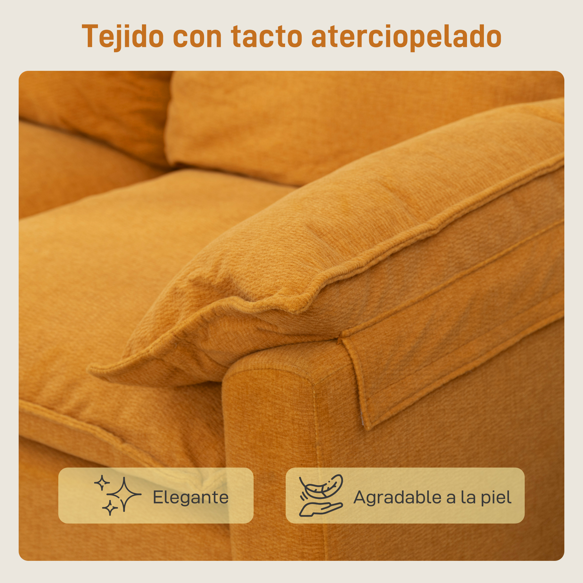 Un tejido amarillo con textura suave, vista cercana de cojines.