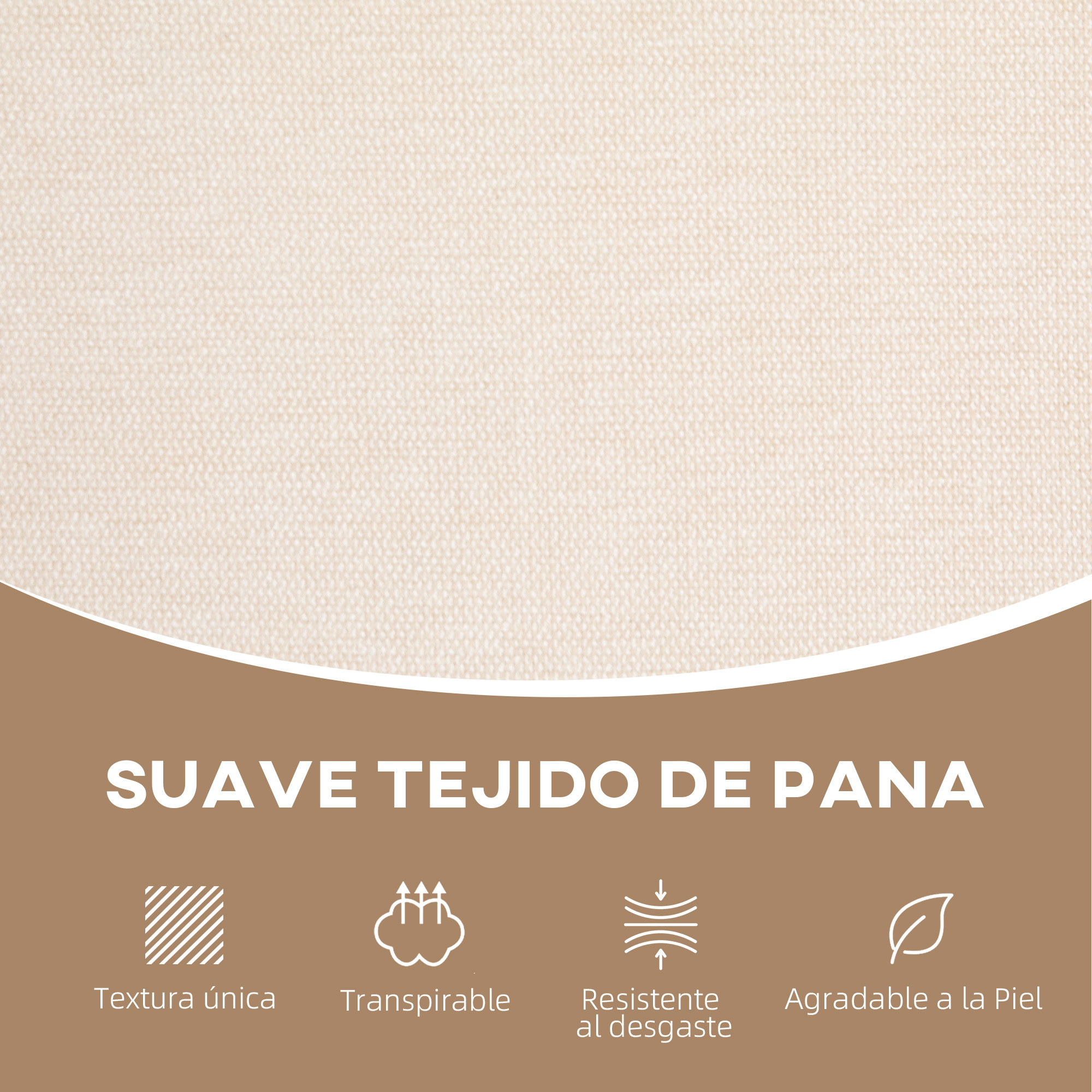 Tejido beige con textura y iconos de textura única, transpirable, duradero y agradable.