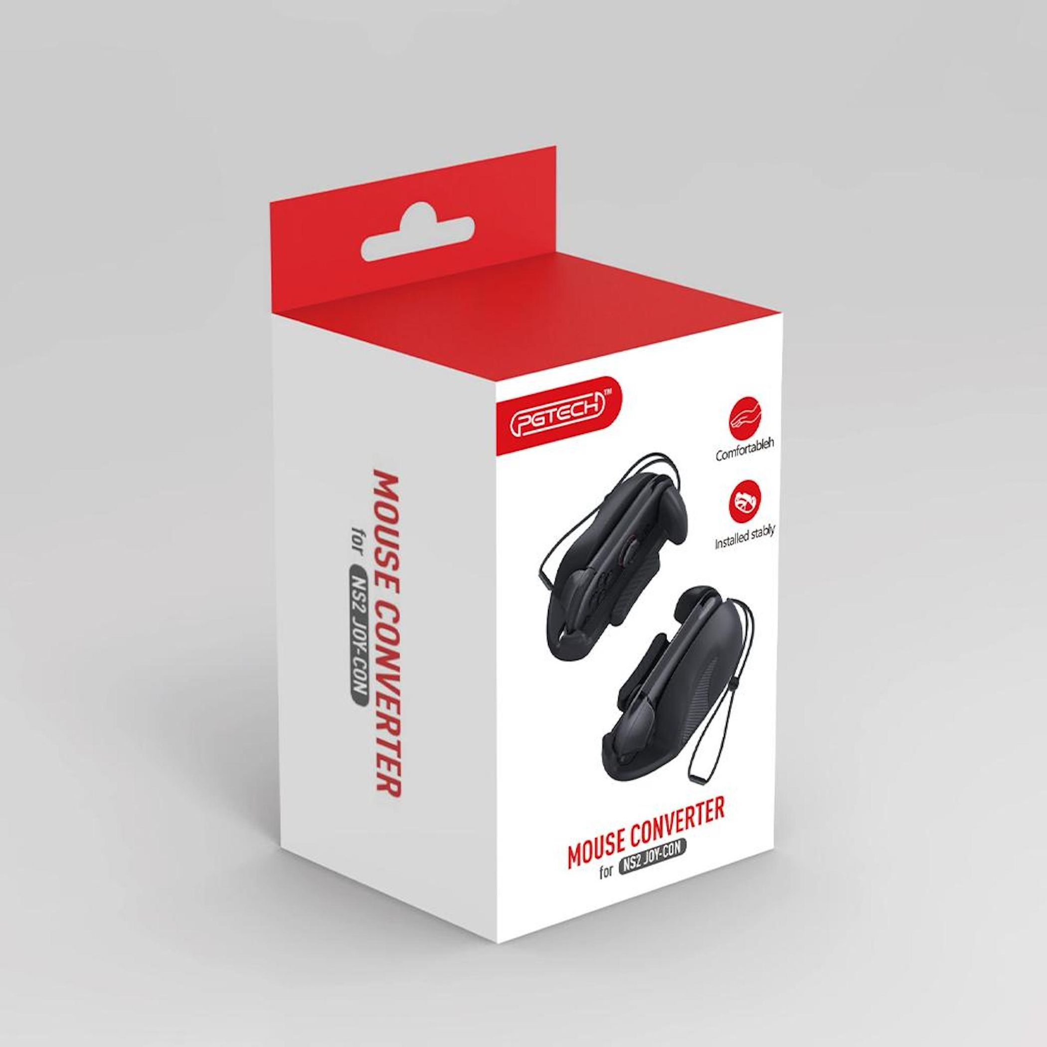 Ein PGTECH-Mauskonverter für NS2 Joy-Con wird auf seiner Verkaufsverpackung gezeigt.