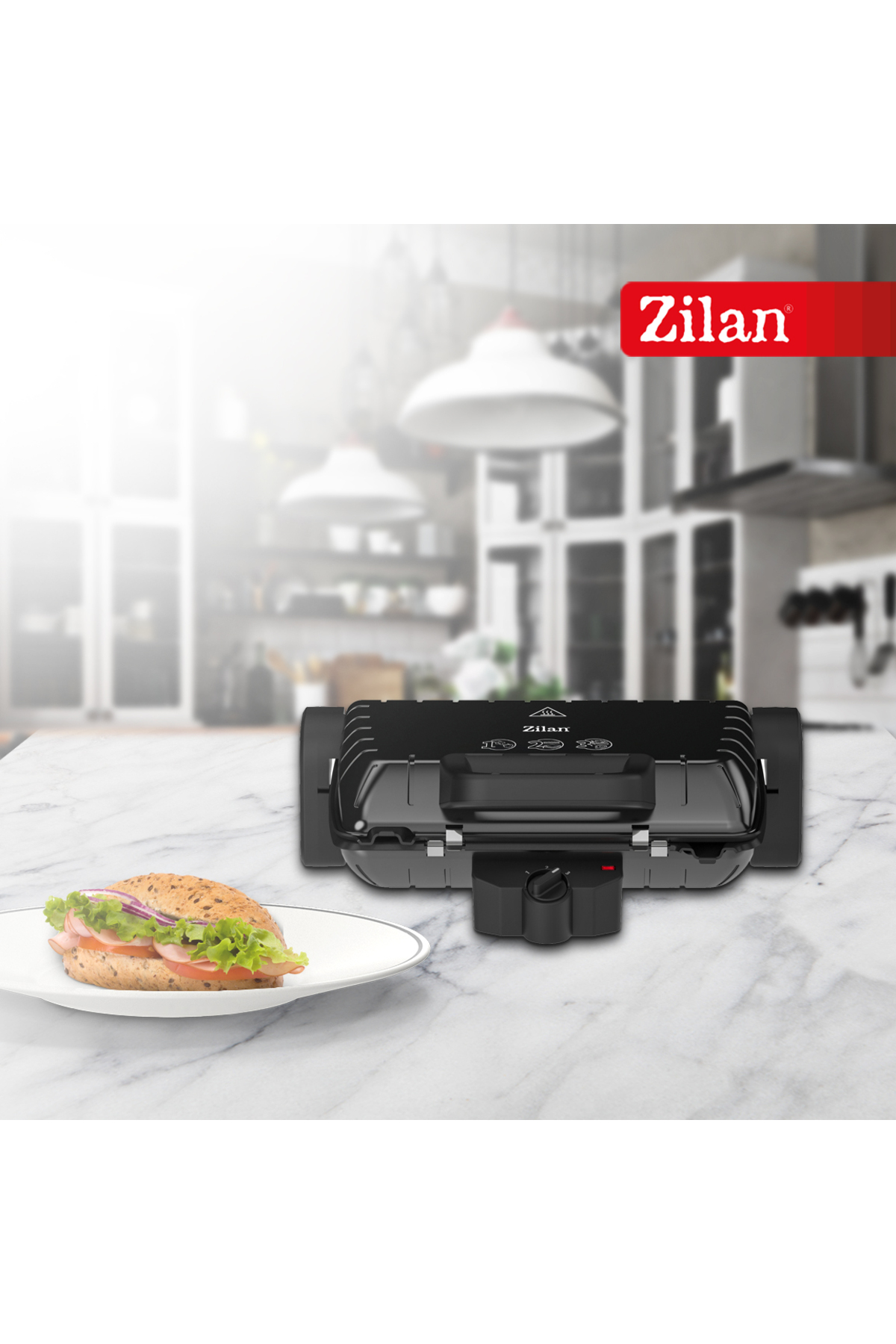 ZILAN ZLN4021 1600 W Çift Taraflı Yapışmaz Kaplama Çıkarılabilir Plakalar Tost ve Izgara makinesi Siyah
