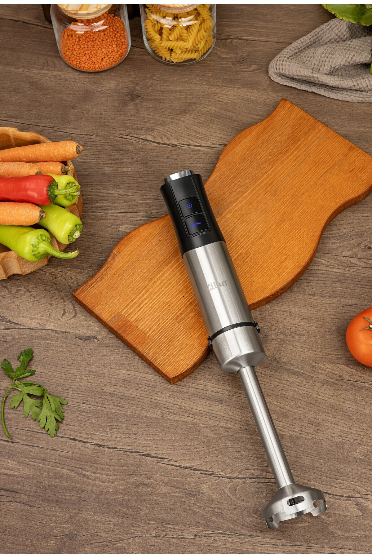 ZILAN ZLN3984 12 Hız Ayarı Turbo Fonksiyonu Paslanmaz Çelik Bıçaklar Dikey 1200 W El Blender Gri