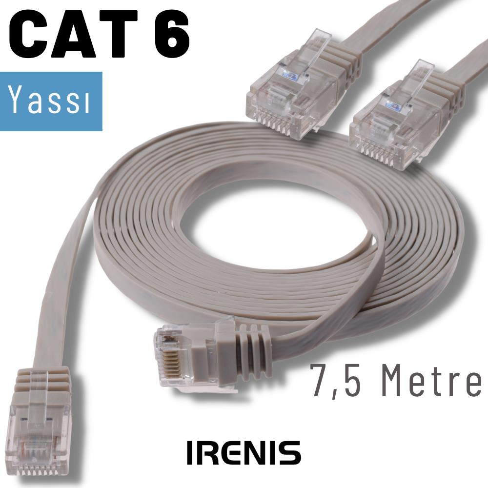 IRENIS CAT6 Yassı Ethernet Network Lan 7.5 m Ağ Kablosu