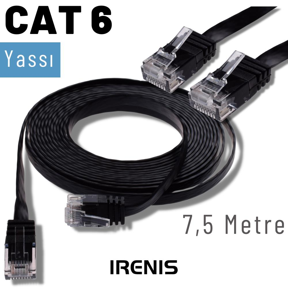 IRENIS CAT6 Yassı Ethernet Network Lan 7.5 m Ağ Kablosu