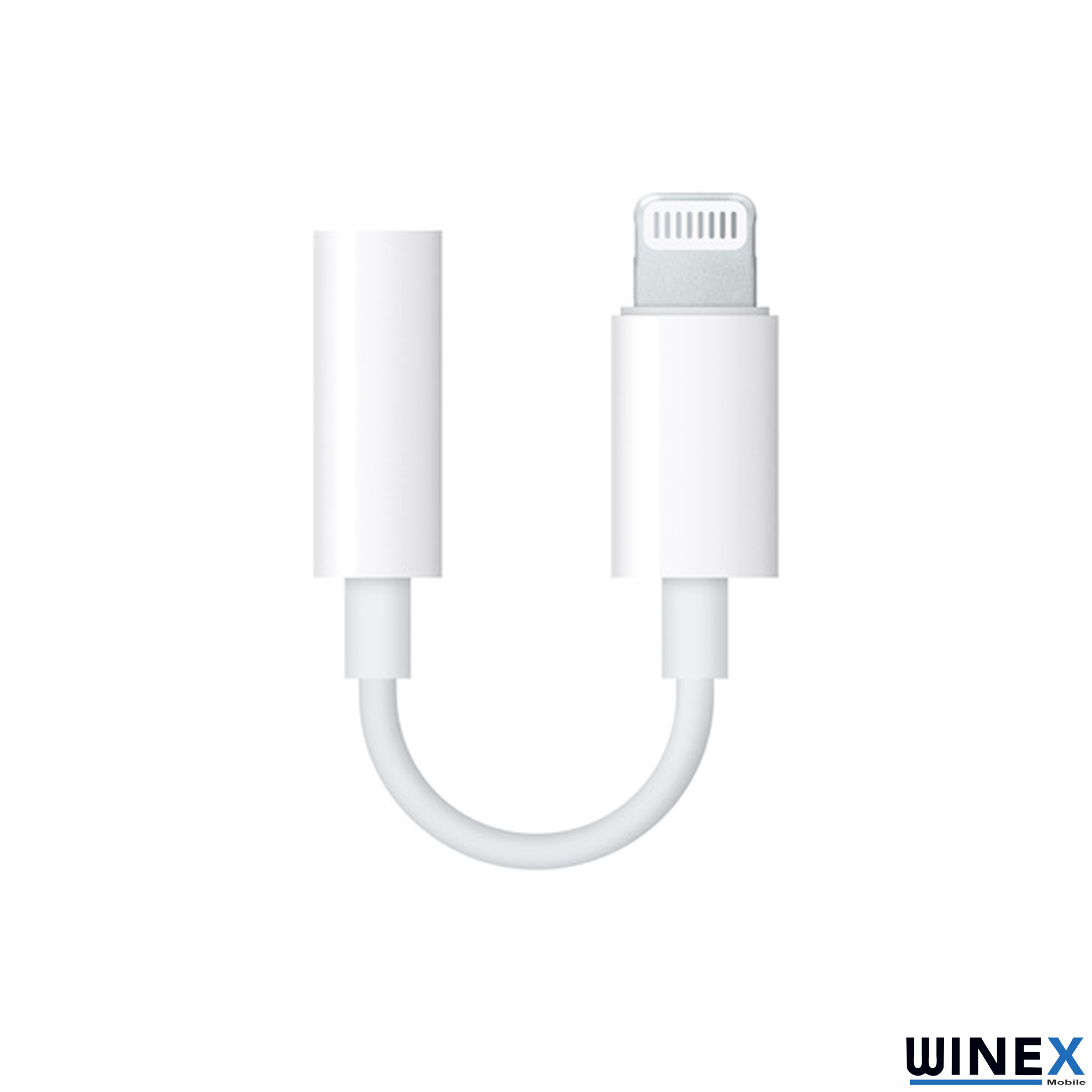 Beyaz Lightning - 3,5 mm kulaklık adaptörü beyaz arka planda.