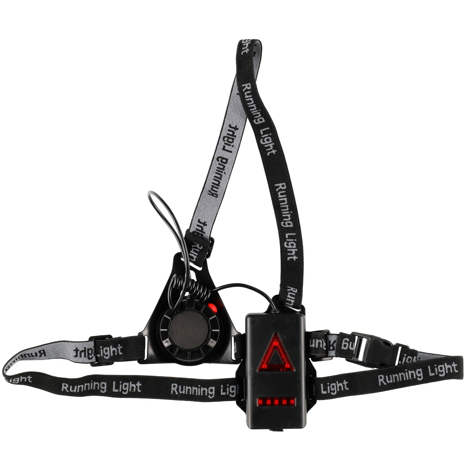 Black headlamp with red accents and 'Running Light' print.