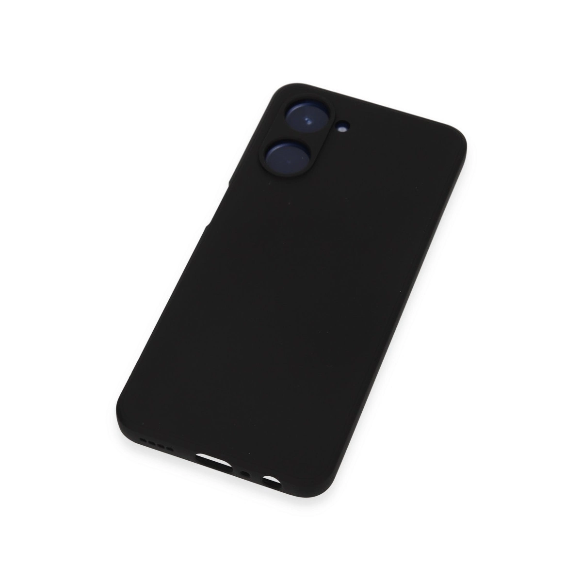 İki kamera lensi ve flaşlı siyah telefon kılıfı.
