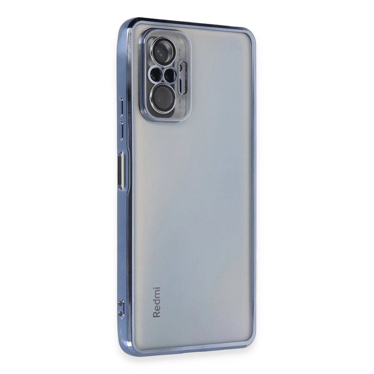 NEWFACE Xiaomi Redmi Note 10 Pro Uyumlu Kamera Korumalı Lensli Silikon Telefon Kılıfı Açık Mavi
