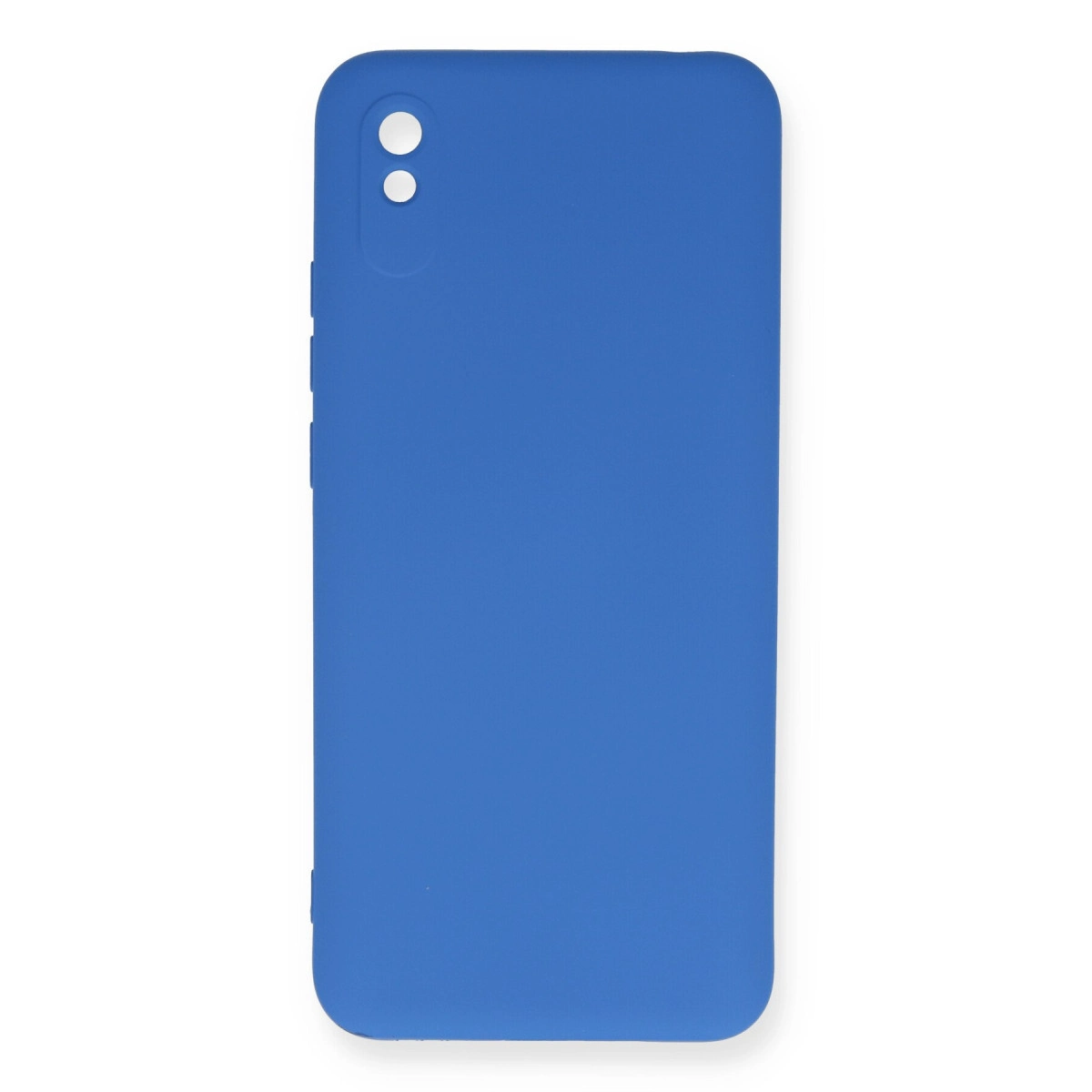 Sol üstte iki kamera deliği olan mavi telefon kılıfı.