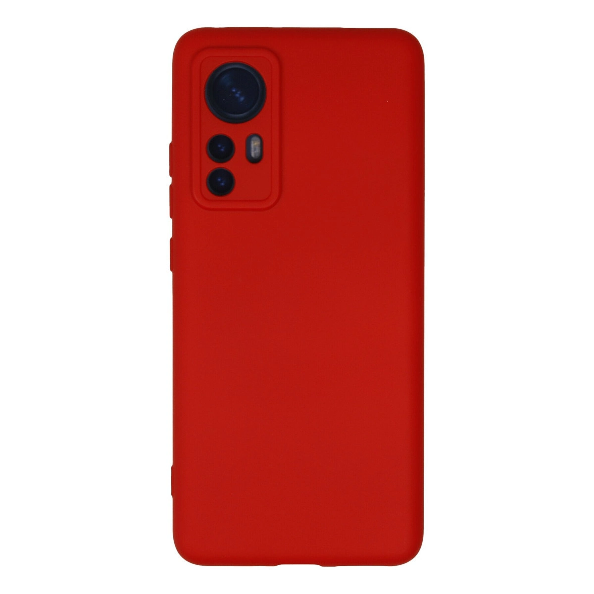 Arkada kamera modülü olan kırmızı telefon kılıfı.