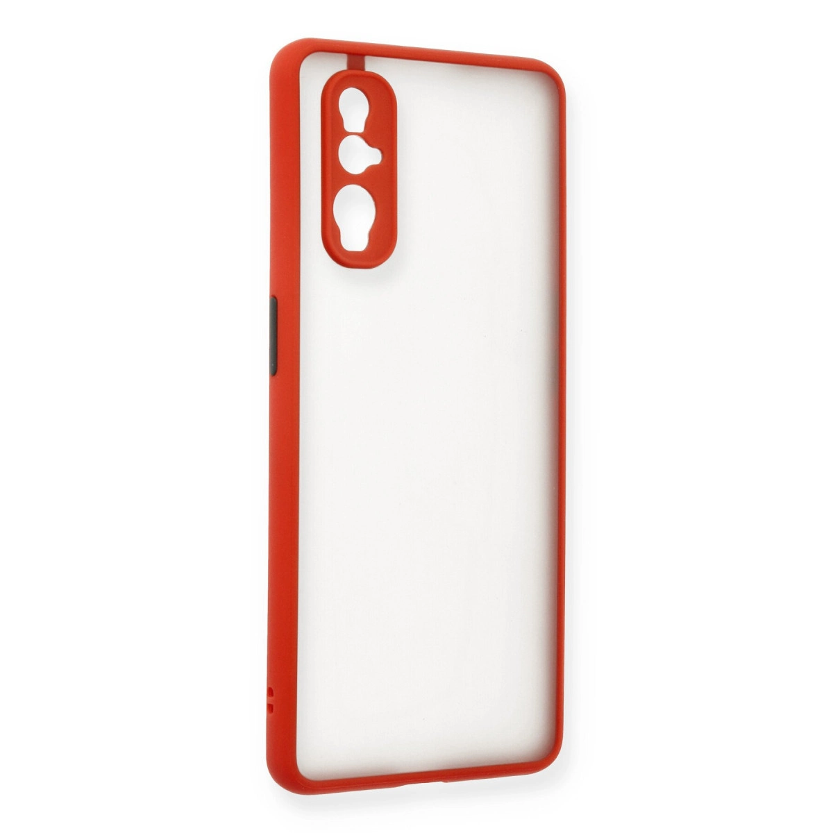 Kamera ve düğmeler için kesikli kırmızı telefon kılıfı.