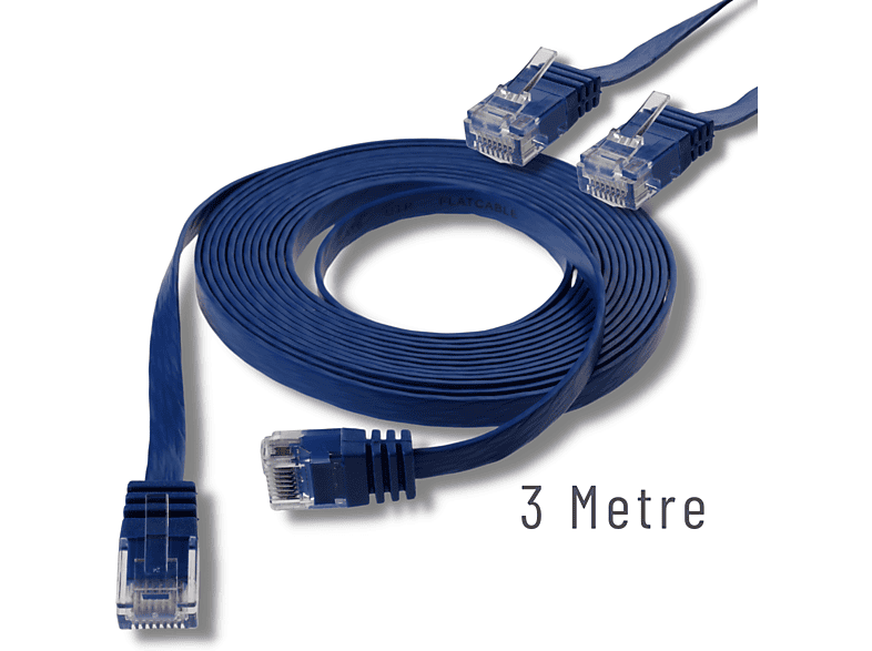 IRENIS 3 Metre CAT6 Kablo Yassı Ethernet Network Lan İnternet Ağ Kablosu
