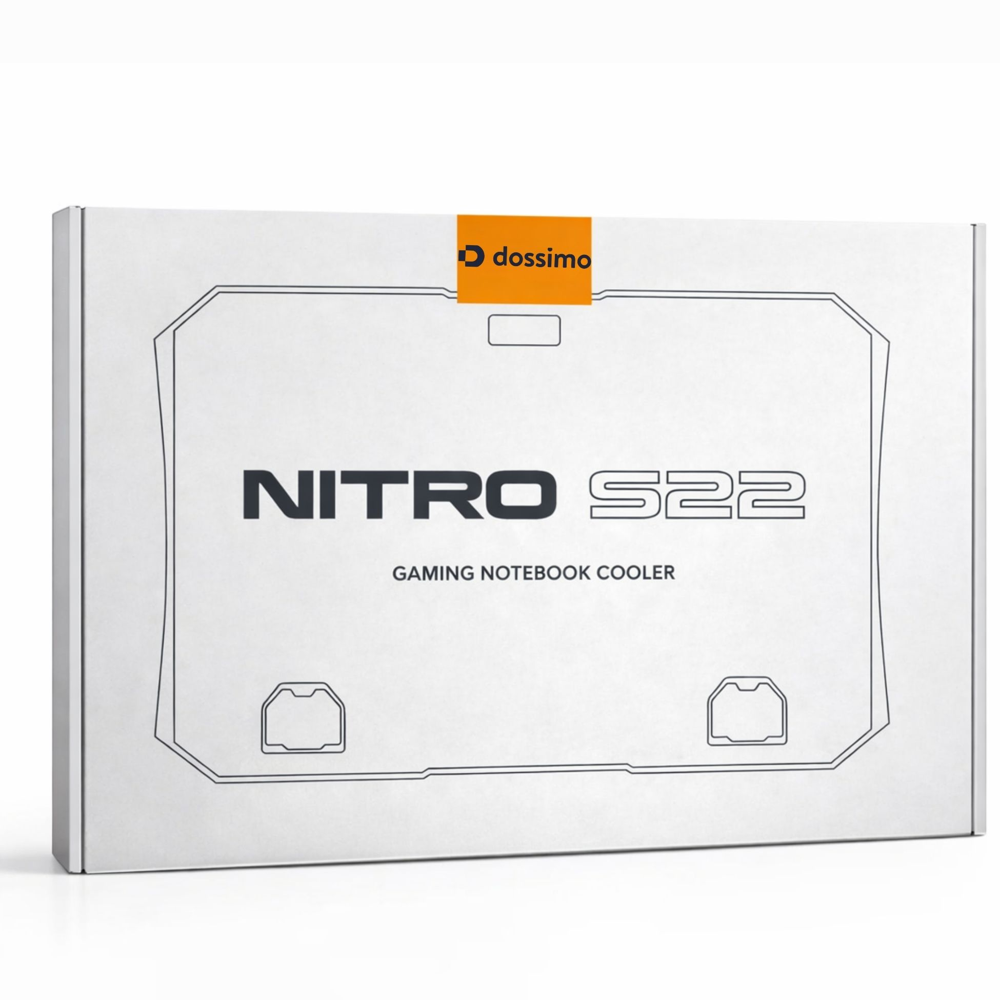 Dossimo logosu ve NITRO S22 Gaming Notebook Cooler yazılı beyaz kutu.