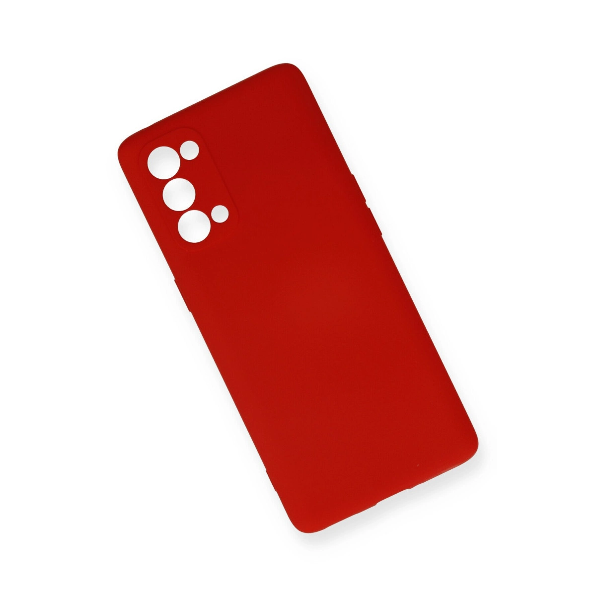 Kamera lensleri için kesikleri olan kırmızı telefon kılıfı.
