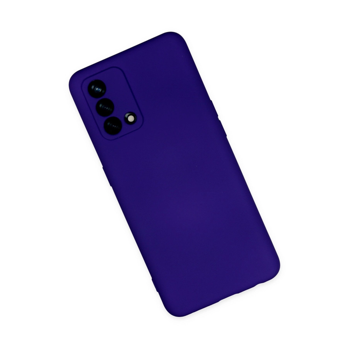 Sol üstte kamera lensli koyu mor telefon kılıfı.