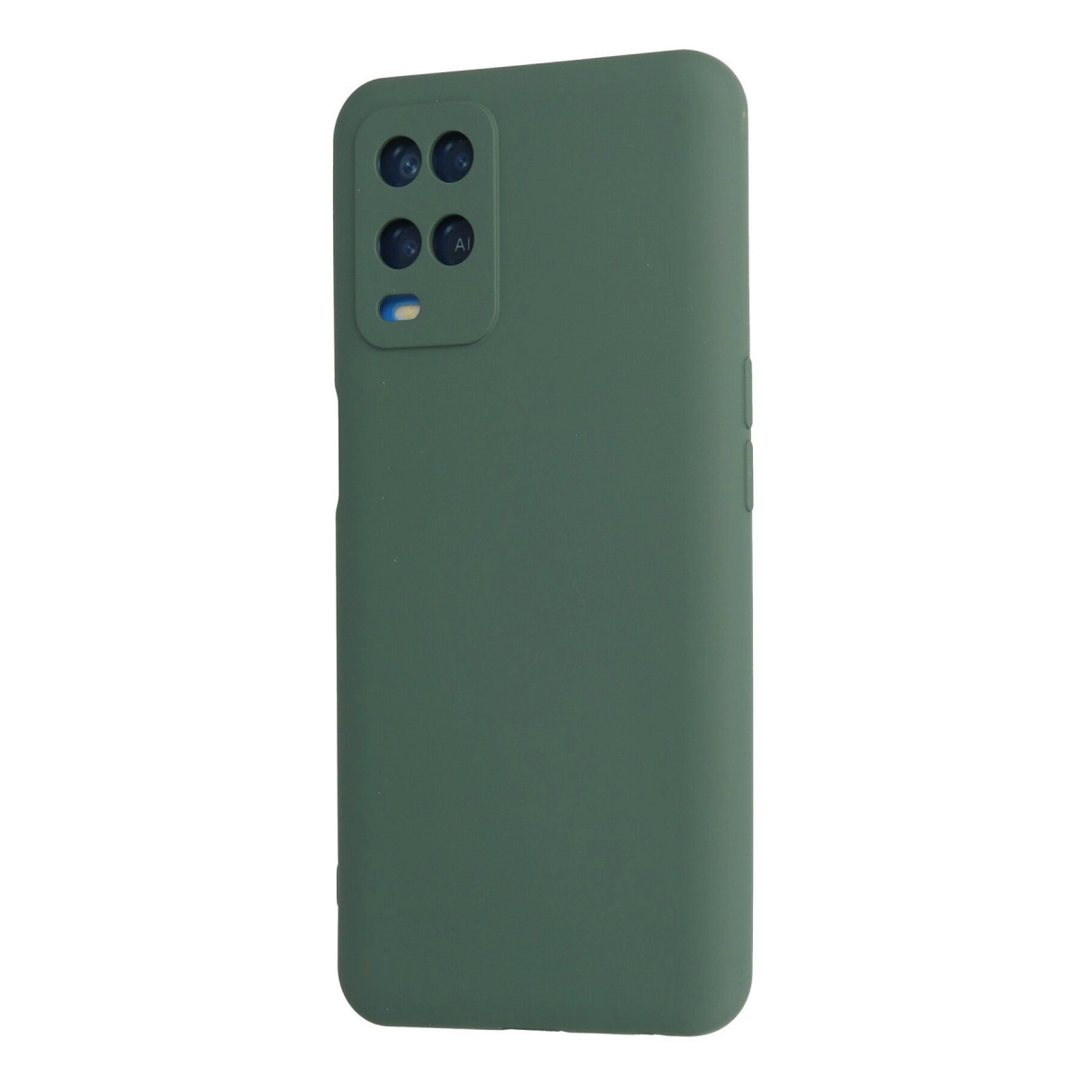 Arkada kamera modülü olan yeşil telefon kılıfı.