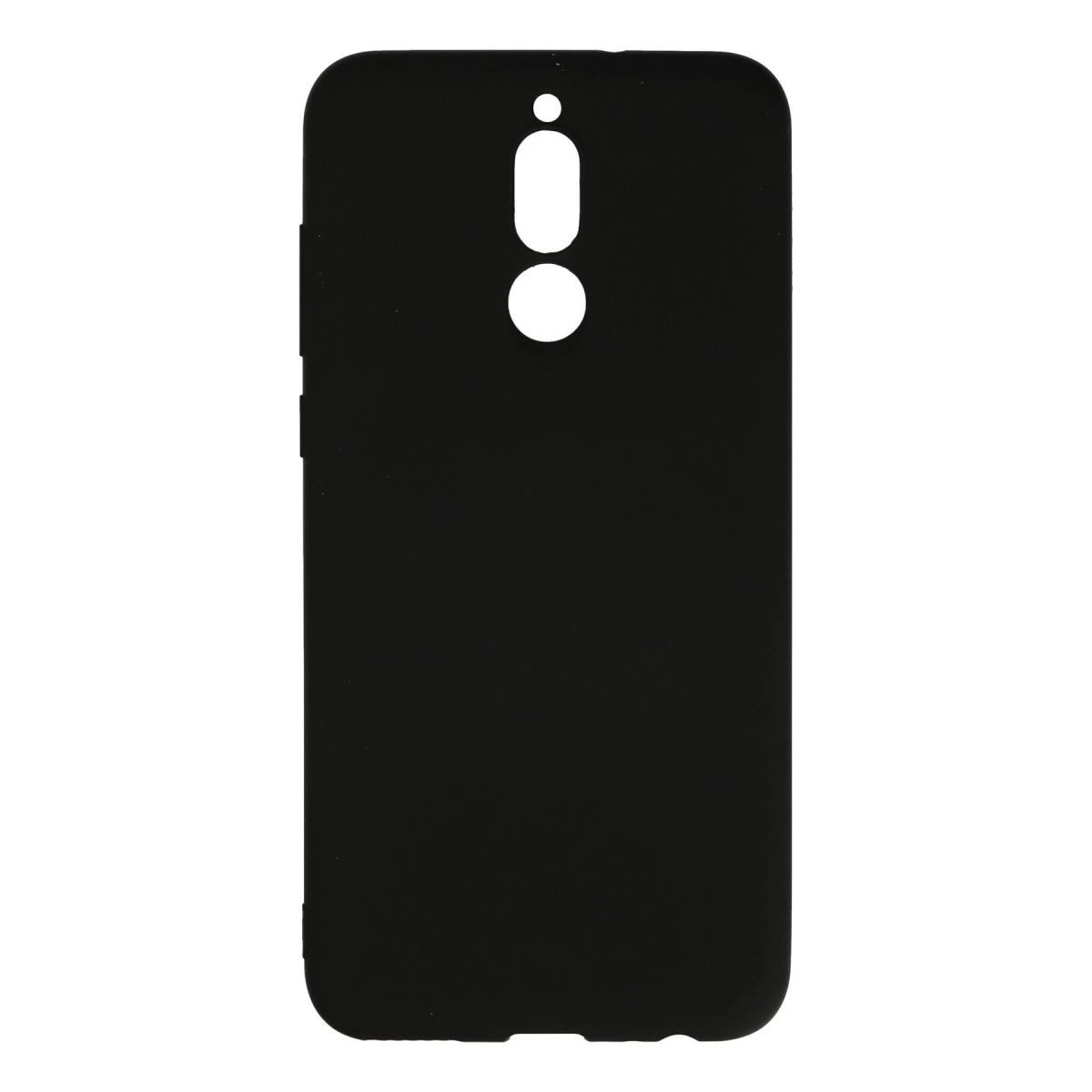 Kamera ve flaş için kesiklere sahip siyah telefon kılıfı.