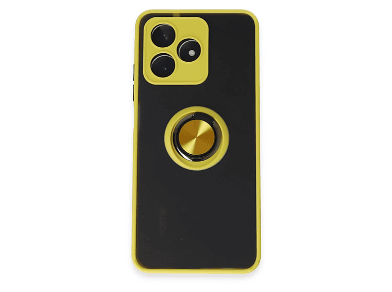 NEWFACE Realme C53 Uyumlu Montreal Yüzüklü Silikon Kapak Telefon Kılıfı Sarı