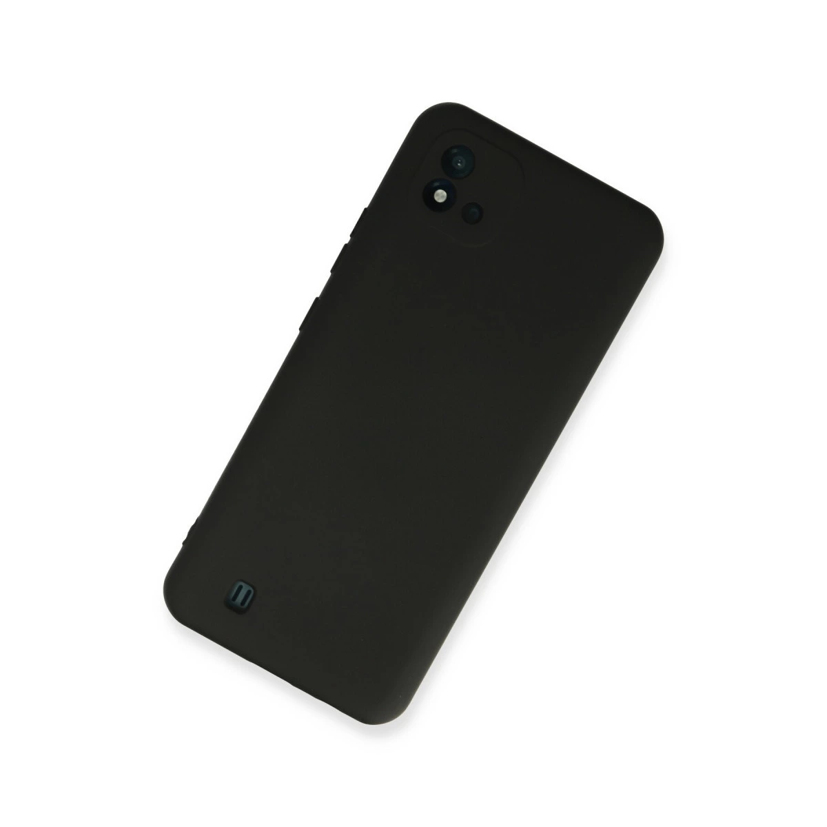 Arkada iki kamerası olan siyah akıllı telefon, beyaz arka plan üzerinde.