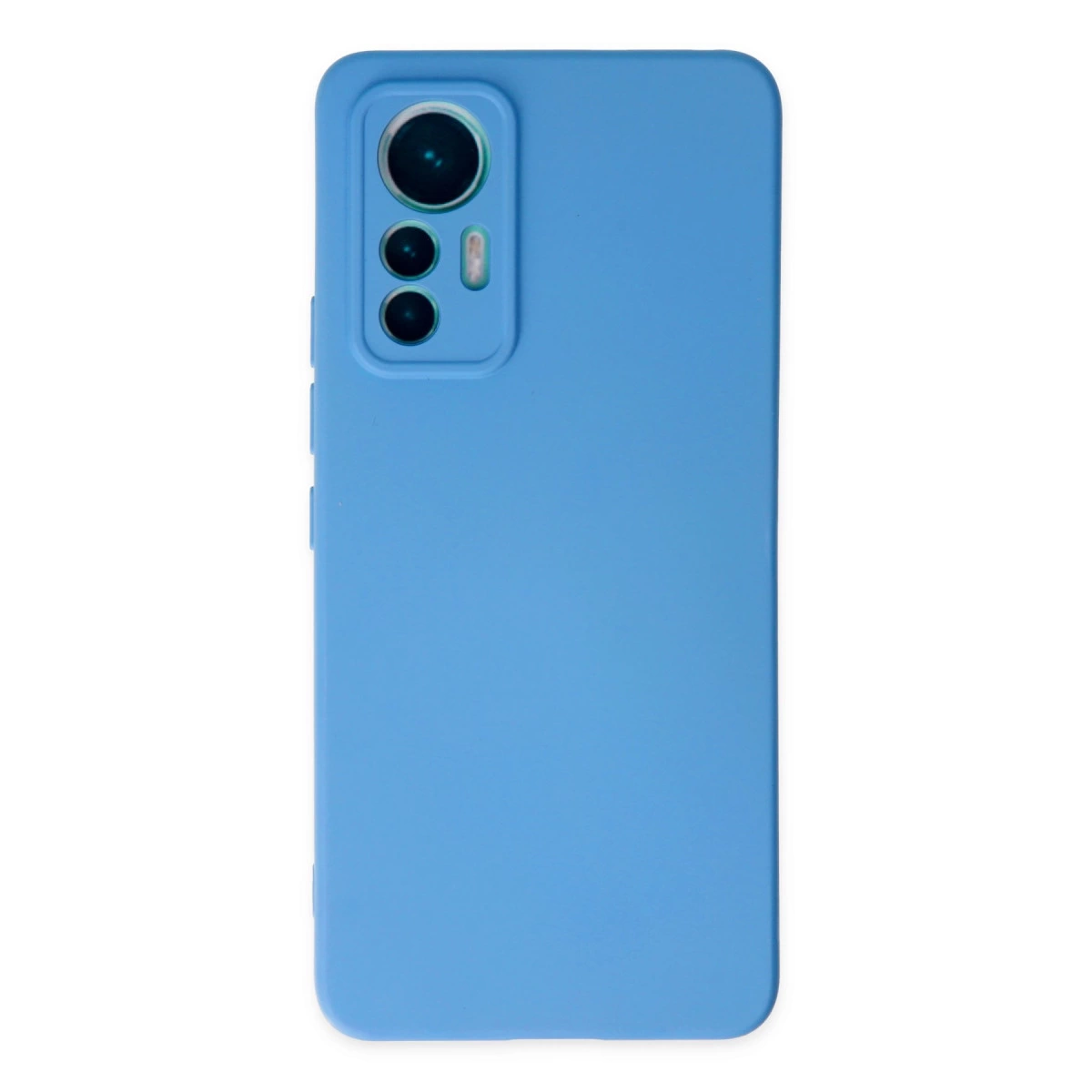Sol üstte kamera modülü bulunan mavi bir telefon kılıfı.