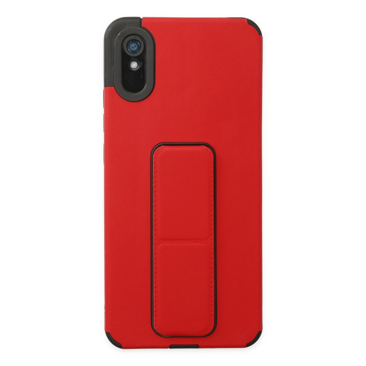 NEWFACE Xiaomi Redmi 9A Uyumlu Mega Standlı Silikon Telefon Kılıfı Kırmızı