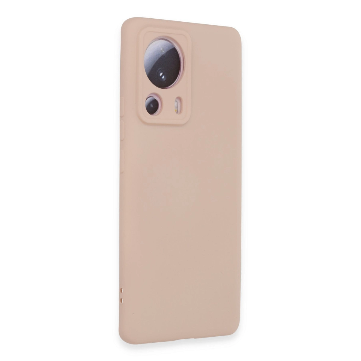 Şeftali rengi, kamera lensi oyuntulu telefon kılıfı.