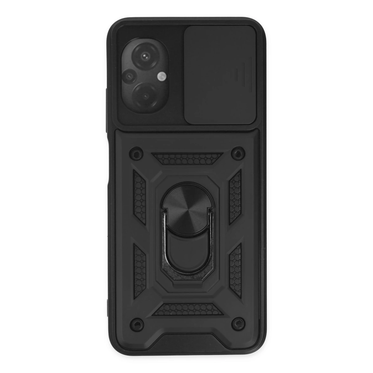NEWFACE Xiaomi Poco M5 Uyumlu Pars Lens Yüzüklü Silikon Telefon Kılıfı Siyah