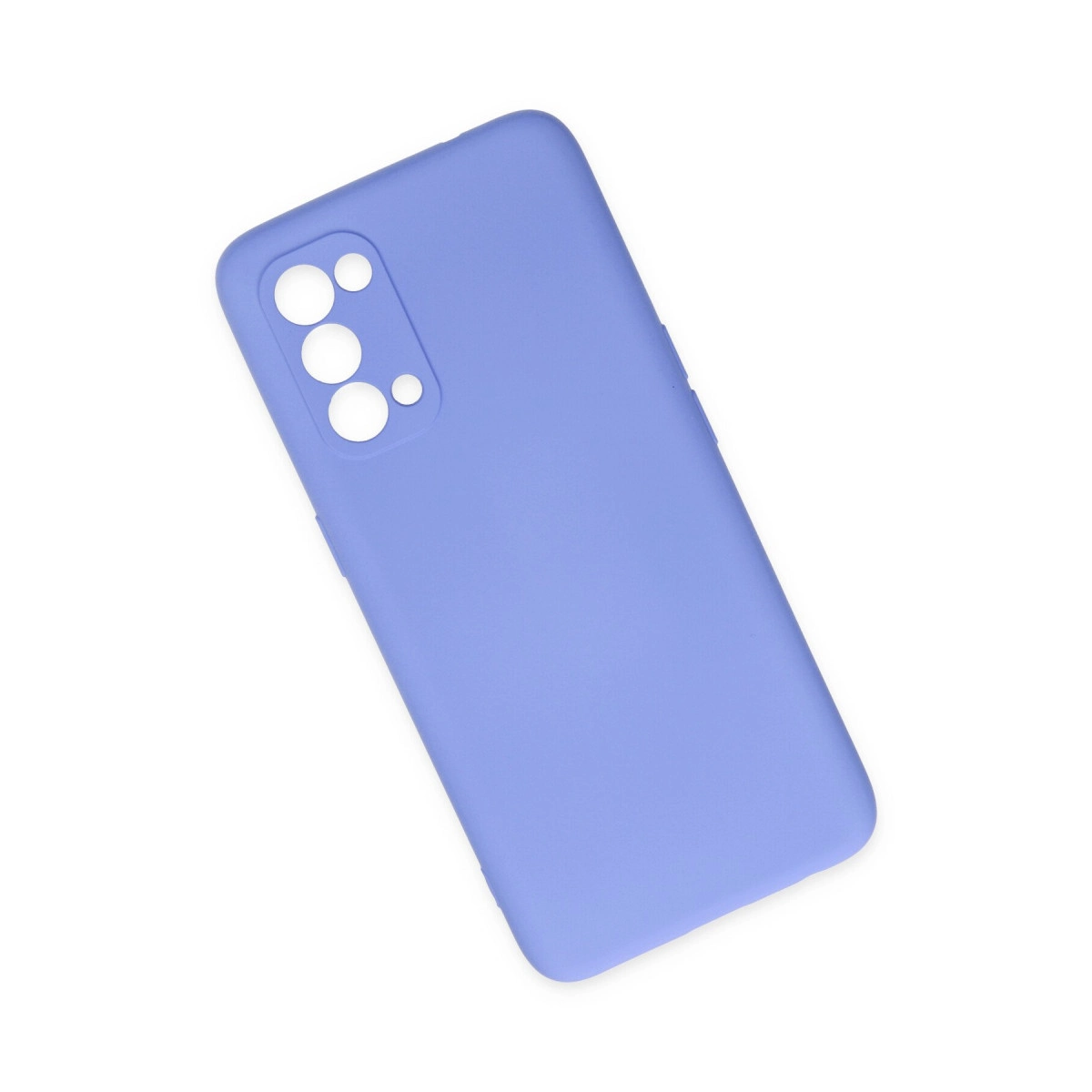 Beyaz arka plan üzerinde açık mor telefon kılıfı. Arkada kamera kesiği bulunur.