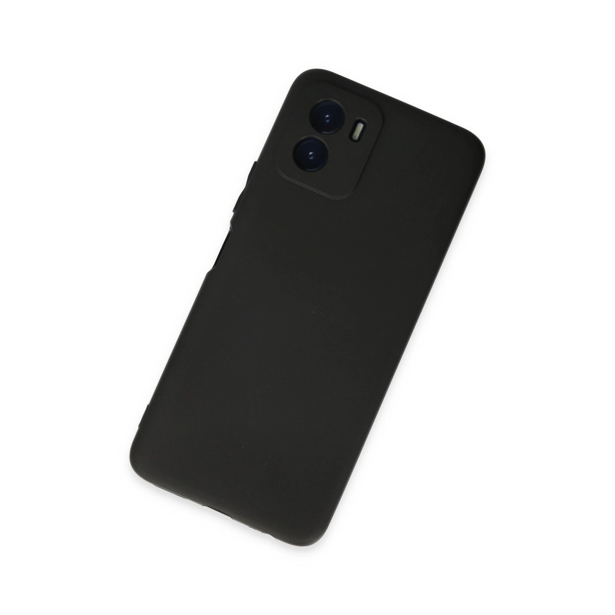 Arkada iki kamerası olan siyah akıllı telefon, beyaz zeminde.